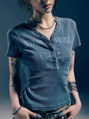 【NOMANUAL×TRUE RELIGION】NO RELIGION HENLEY BABY TEE