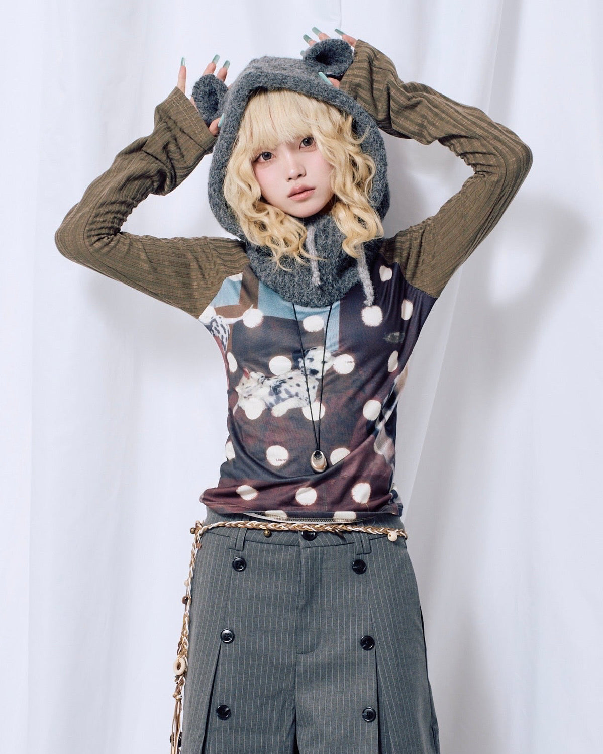 9/18 20:00 発売
国際配送【Nerd out XU】Kumasan Knit Balaclava