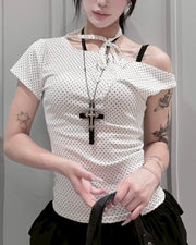 【nmtc+】Dot Ribbon Neck Tee (3color)