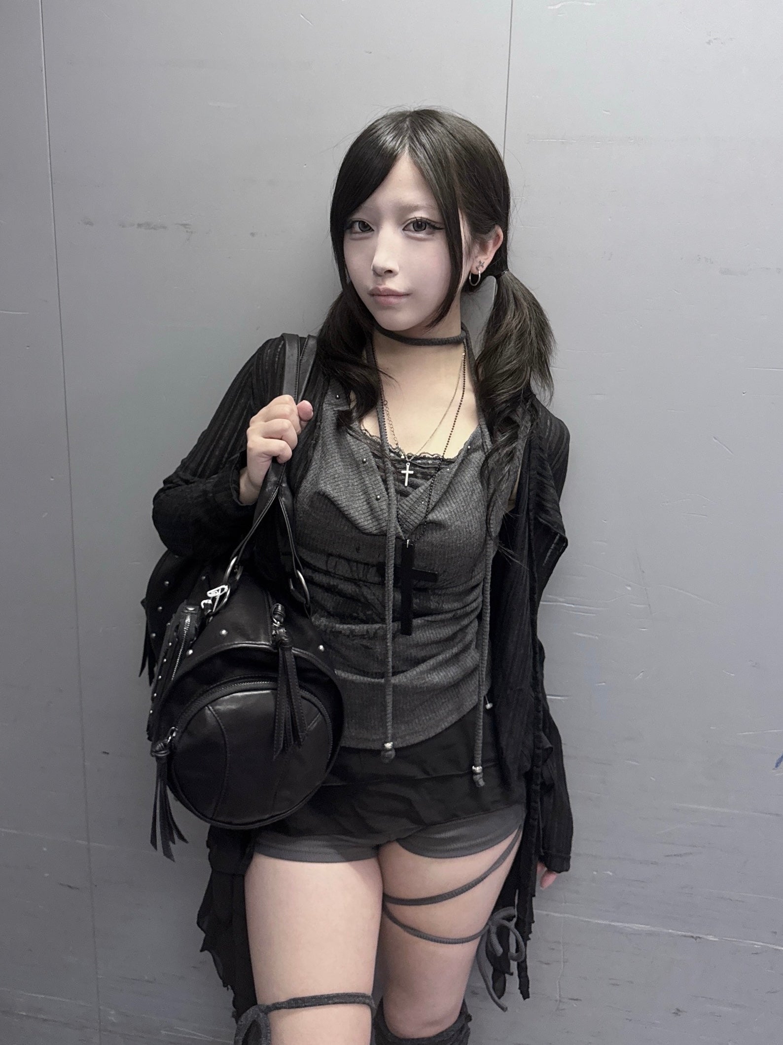 受注制【nmtc+】Doodle Lace Sleeveless Tee Muffler Set (2color)