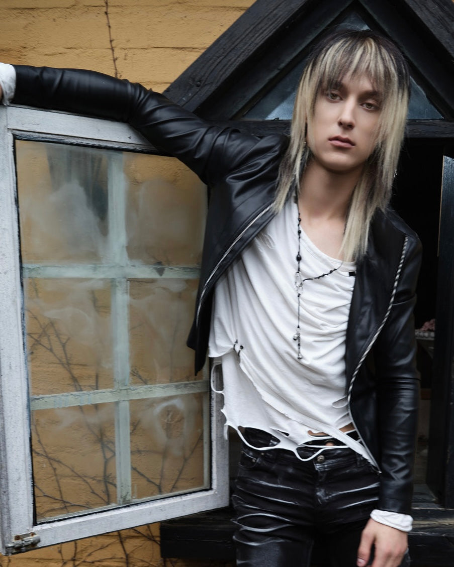 【LECYTO】Offset Leather Jacket