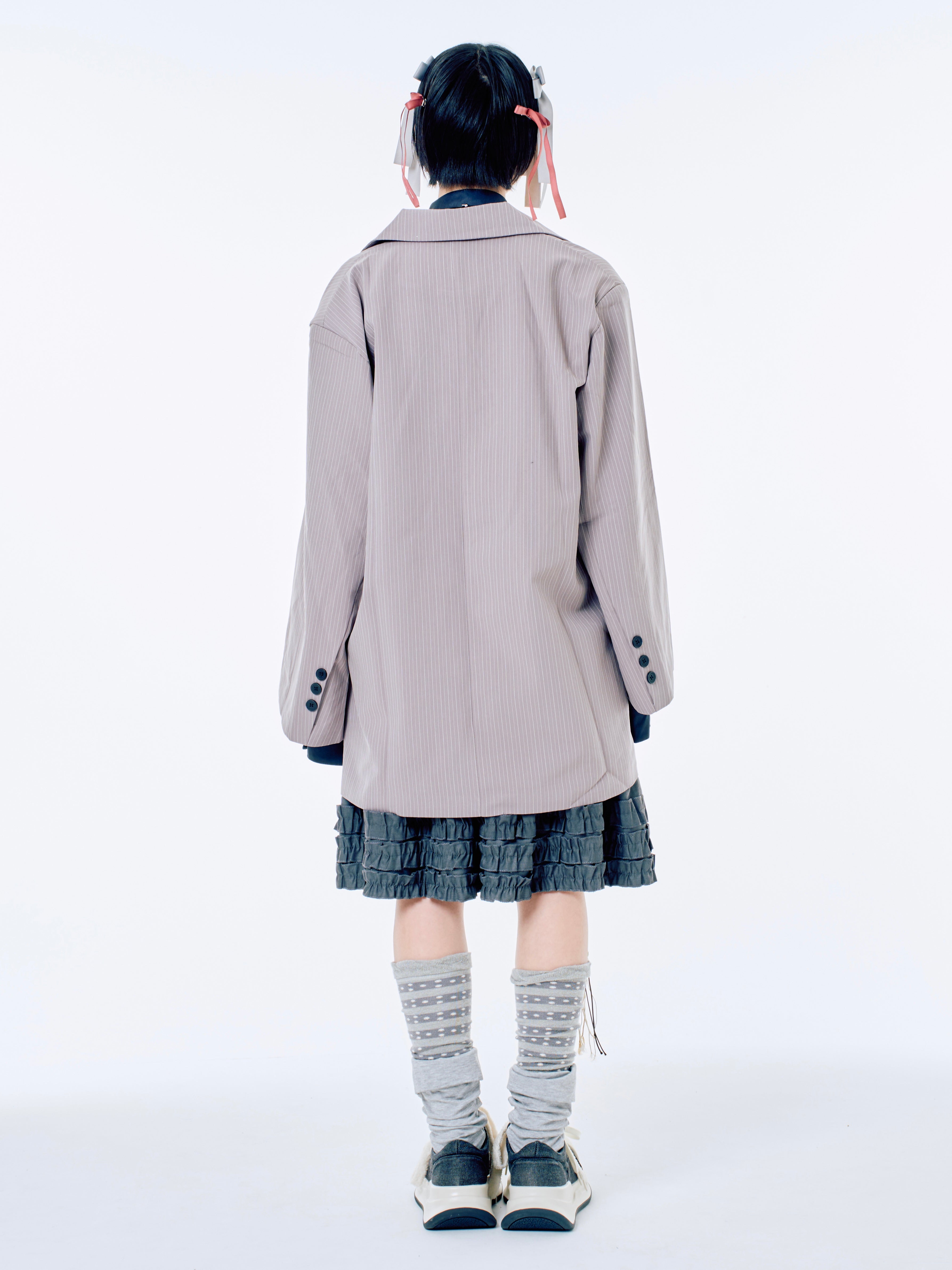 国際配送【Nerd out XU】big stripe tailored jacket / 【ナードアウトエックスユー】ビックストライプテーラードジャケット