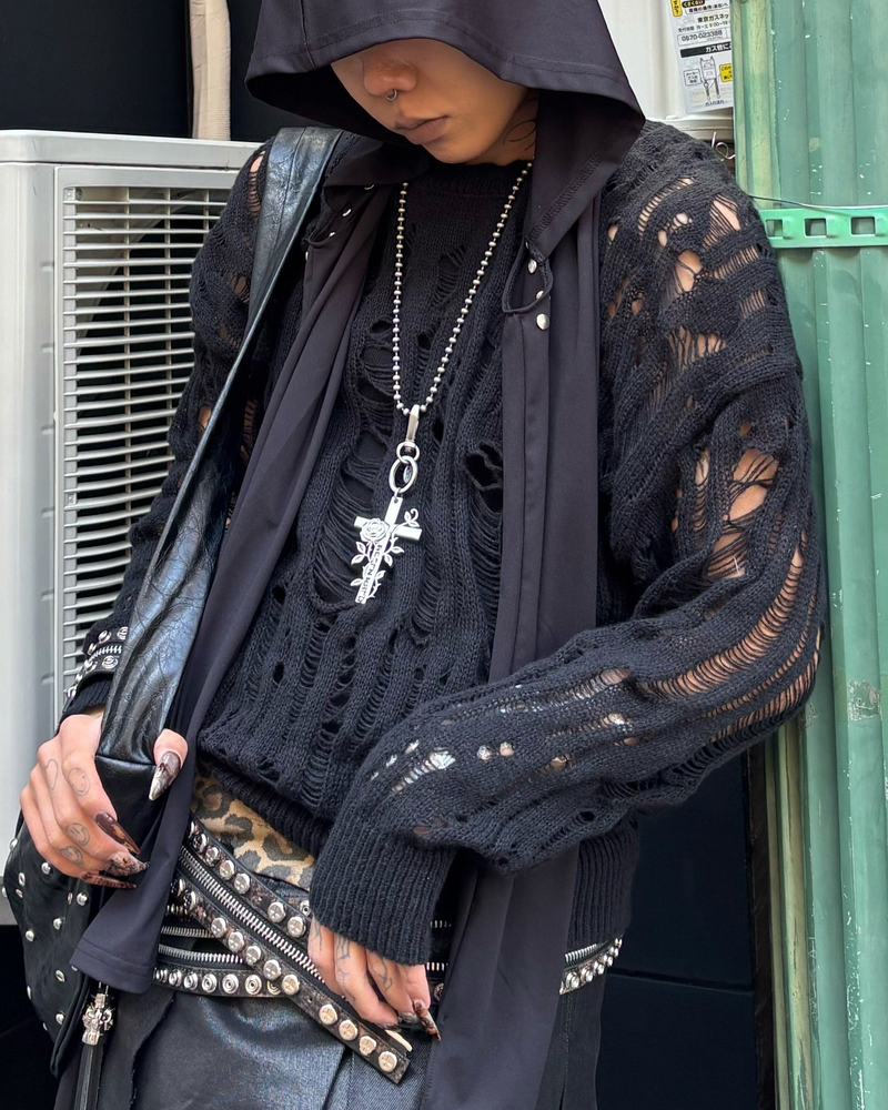 国際配送【Never mind the XU】damage loose knit