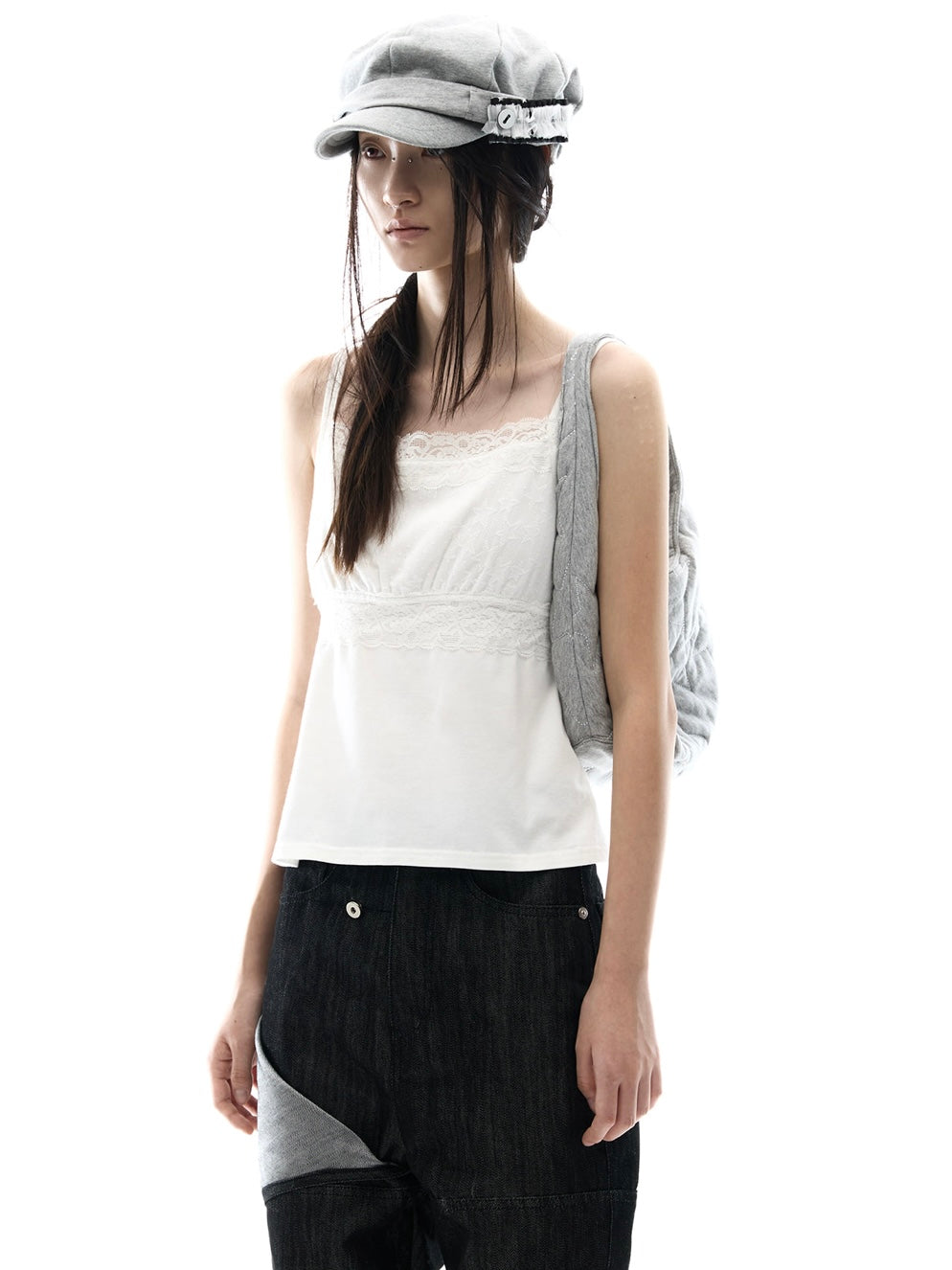 【OJOS】Double Strap Lace Sleevless