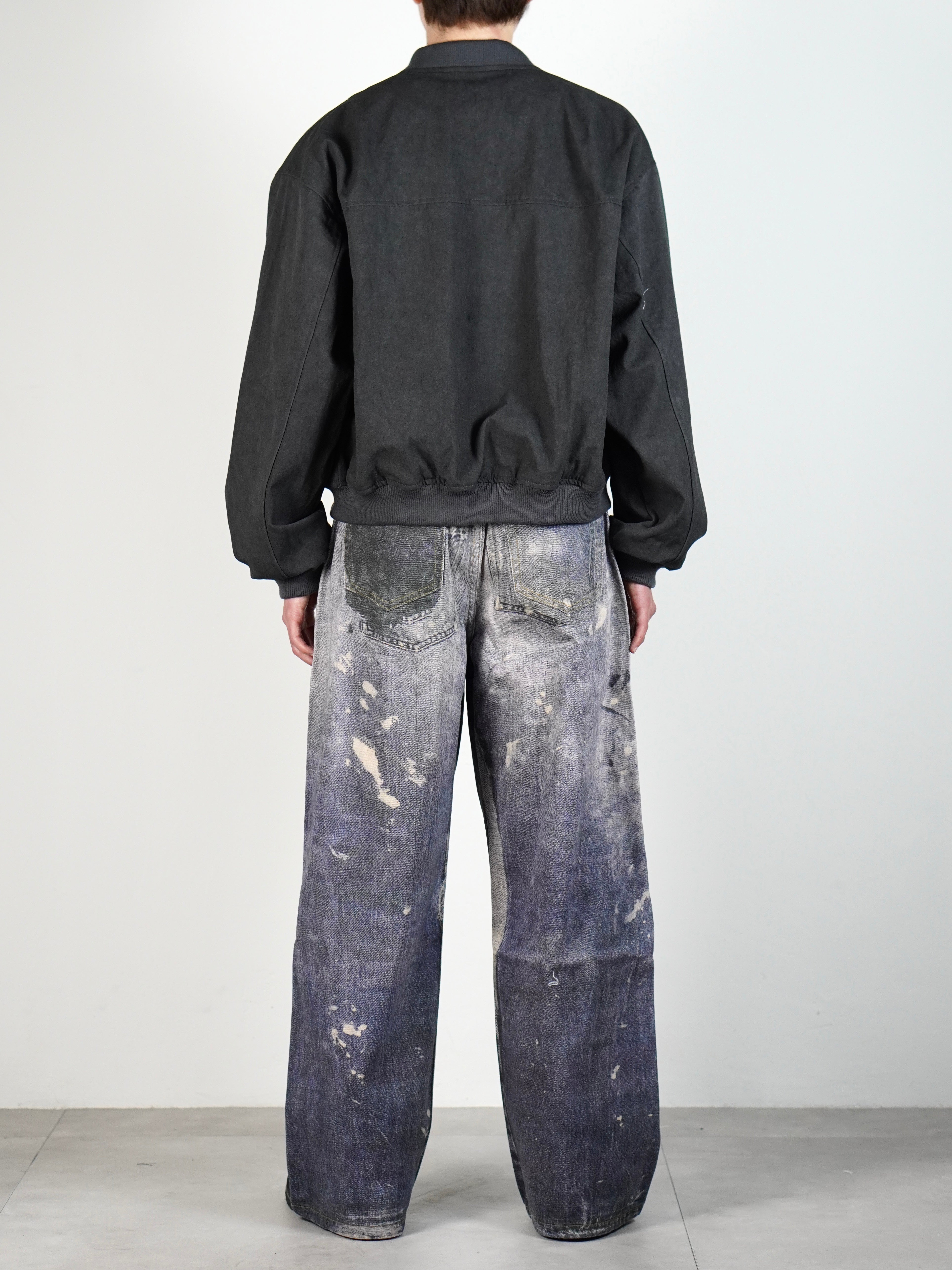 受注制【Chikashitsu +】degital print wide denim pants
