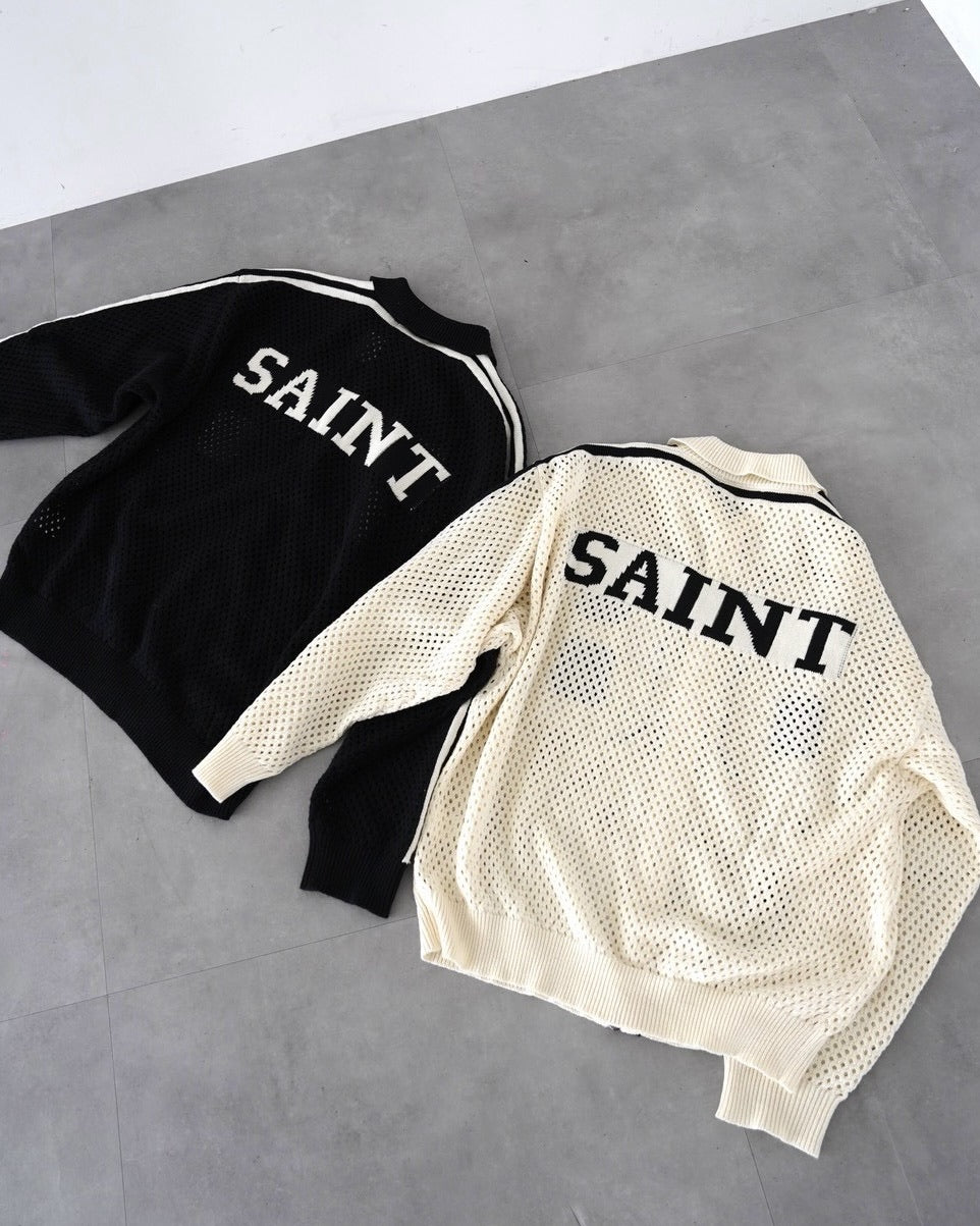受注制【LUV CODE】mesh zip up knit (2color)