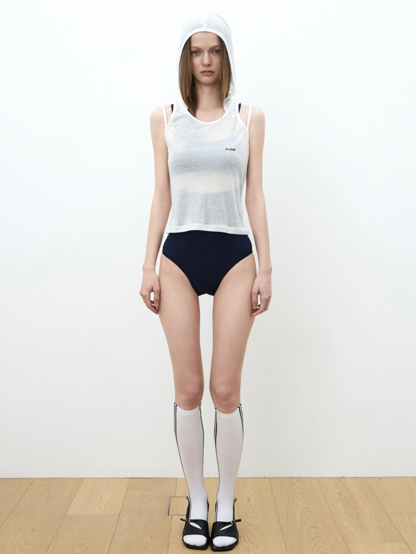 【OJOS】Rib Hood Sleeveless