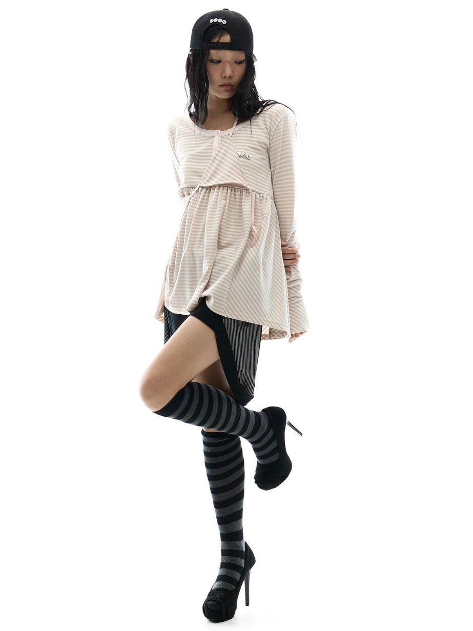 【OJOS】Layered Bra Flare Top