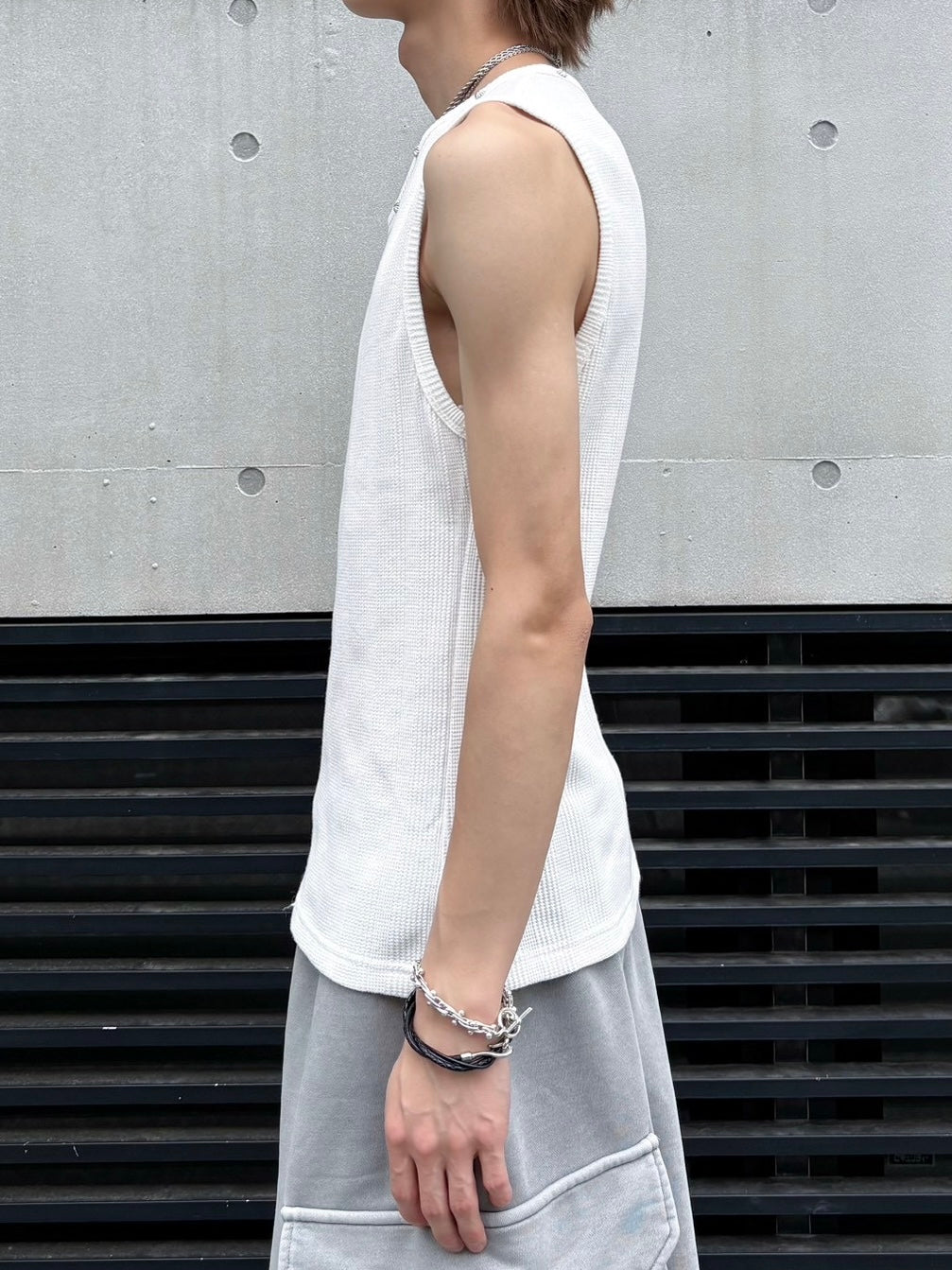 受注制【nmtc+】Studded Rib Tank Top (3color)