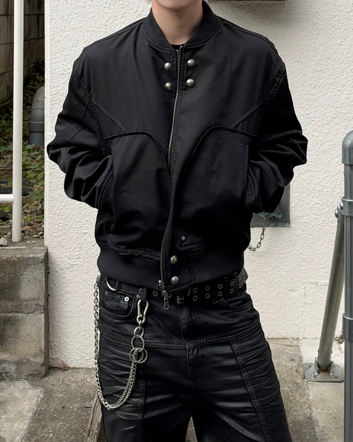 大阪店WEB限定受注制【Chikashitsu +】cropped heavy nylon MA-1 (2color)