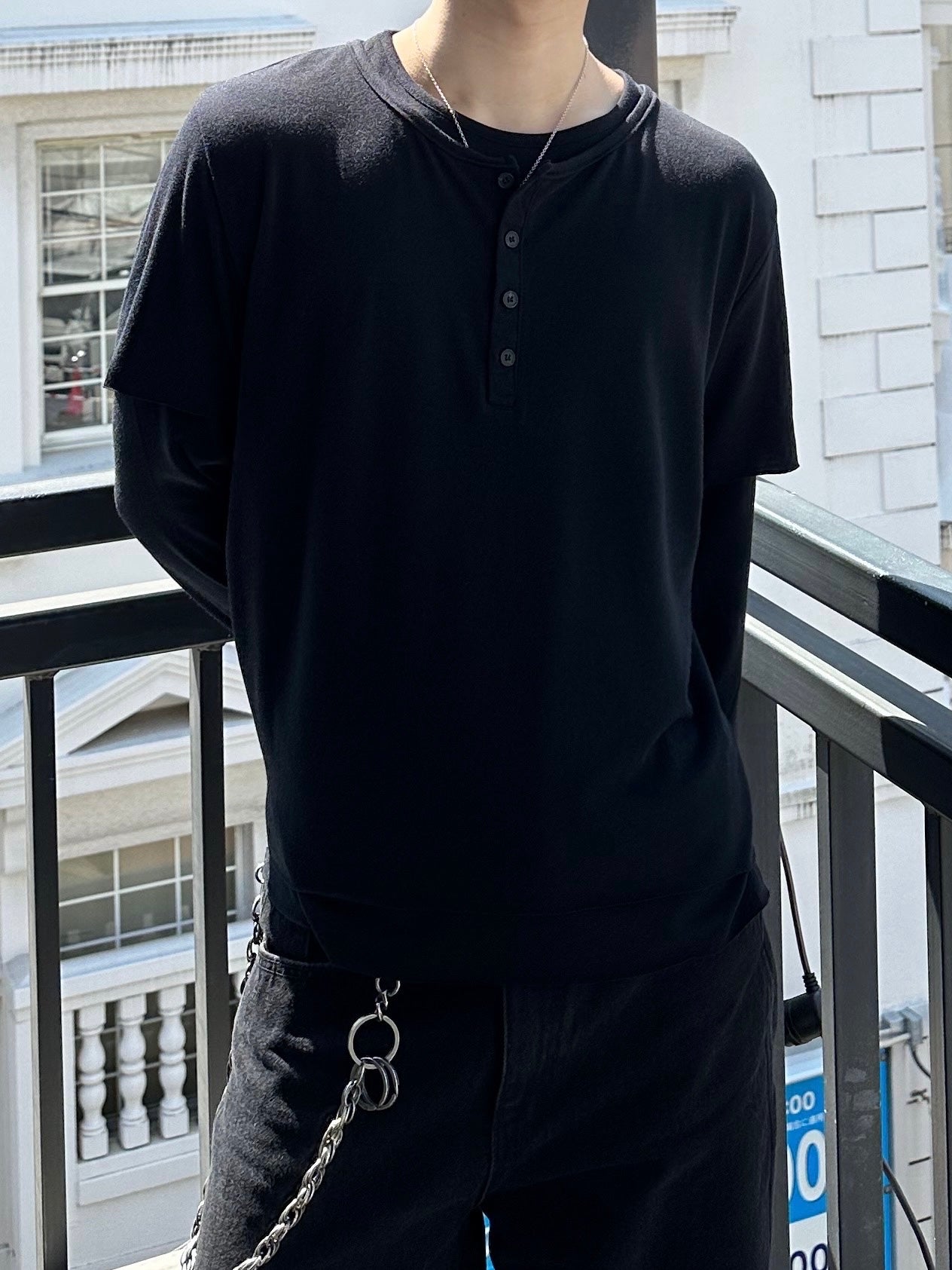 大阪店WEB限定受注制【Chikashitsu +】double layer henry long sleeve (3color)