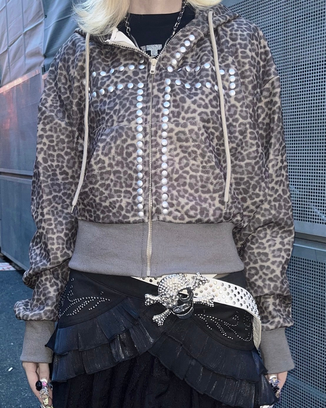 国際配送【BABY09】leopard cross hoodie
