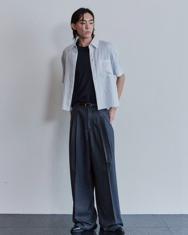 【Waviness】Sheer Origami Crop Half Shirts