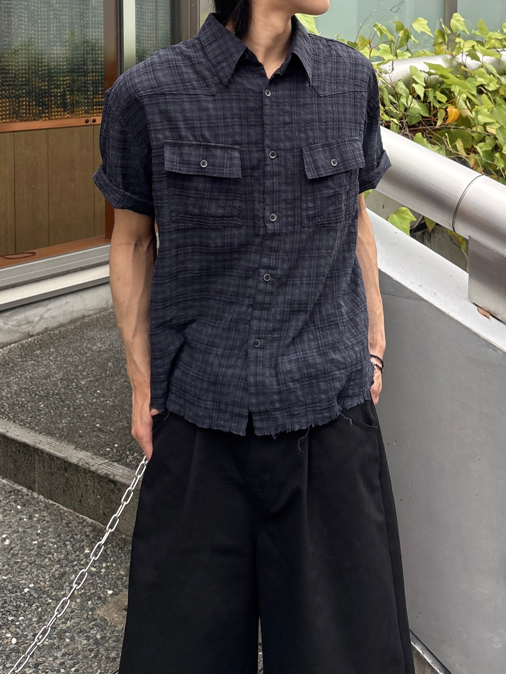 受注制【youll】Cut off half sleeve check shirt (3color)