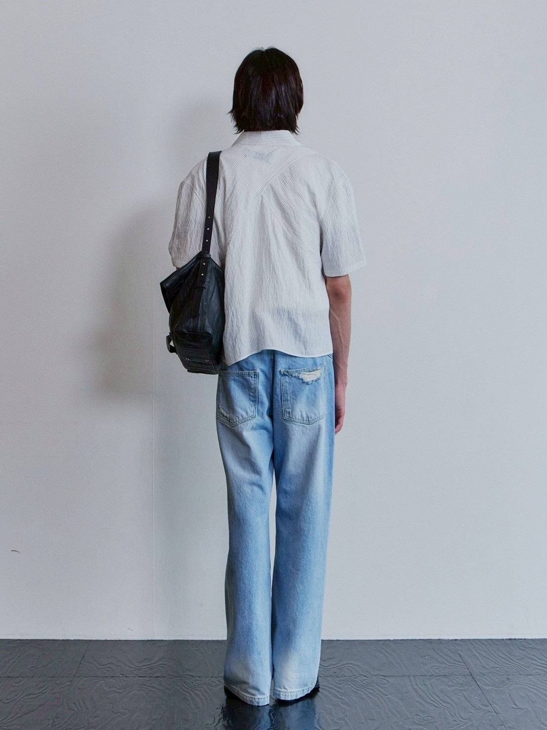 【Waviness】Sheer Origami Crop Half Shirts