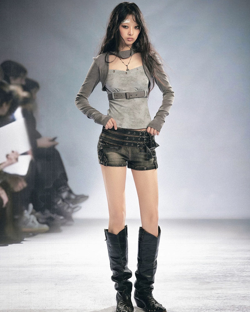 【Cest Nous】Gray Cowl Neck 
Top