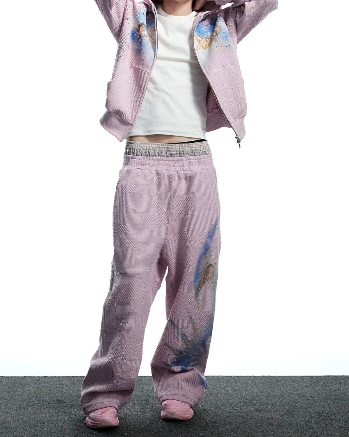 【DND4DES】Virgin Mary Rhinestone Double Waist Sweatpants