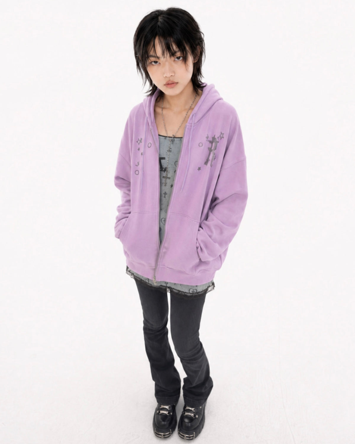 【runningHIGH】EAR ZIP UP HOODIE