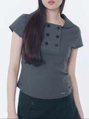 【Miseki seoul】Double button shirts top