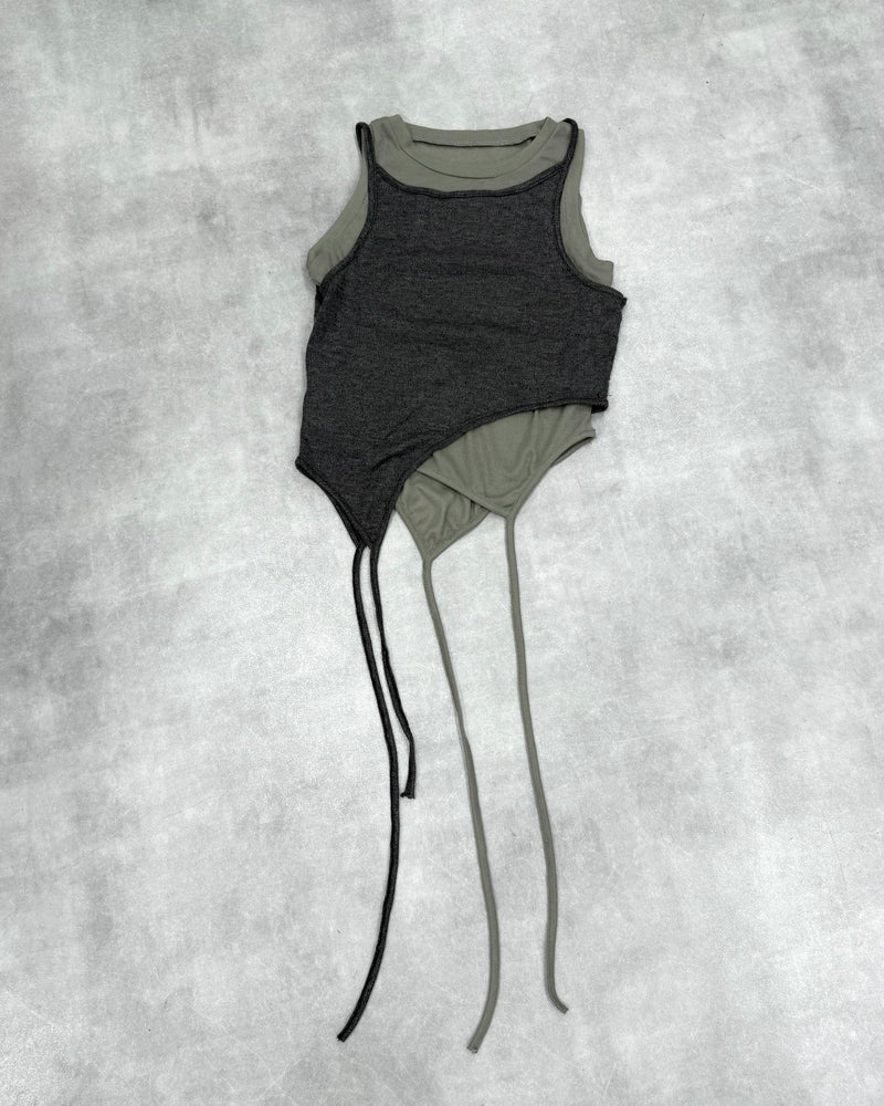 7/17 20:00 発売 国際配送【Nerd out XU】sheer layered tank top