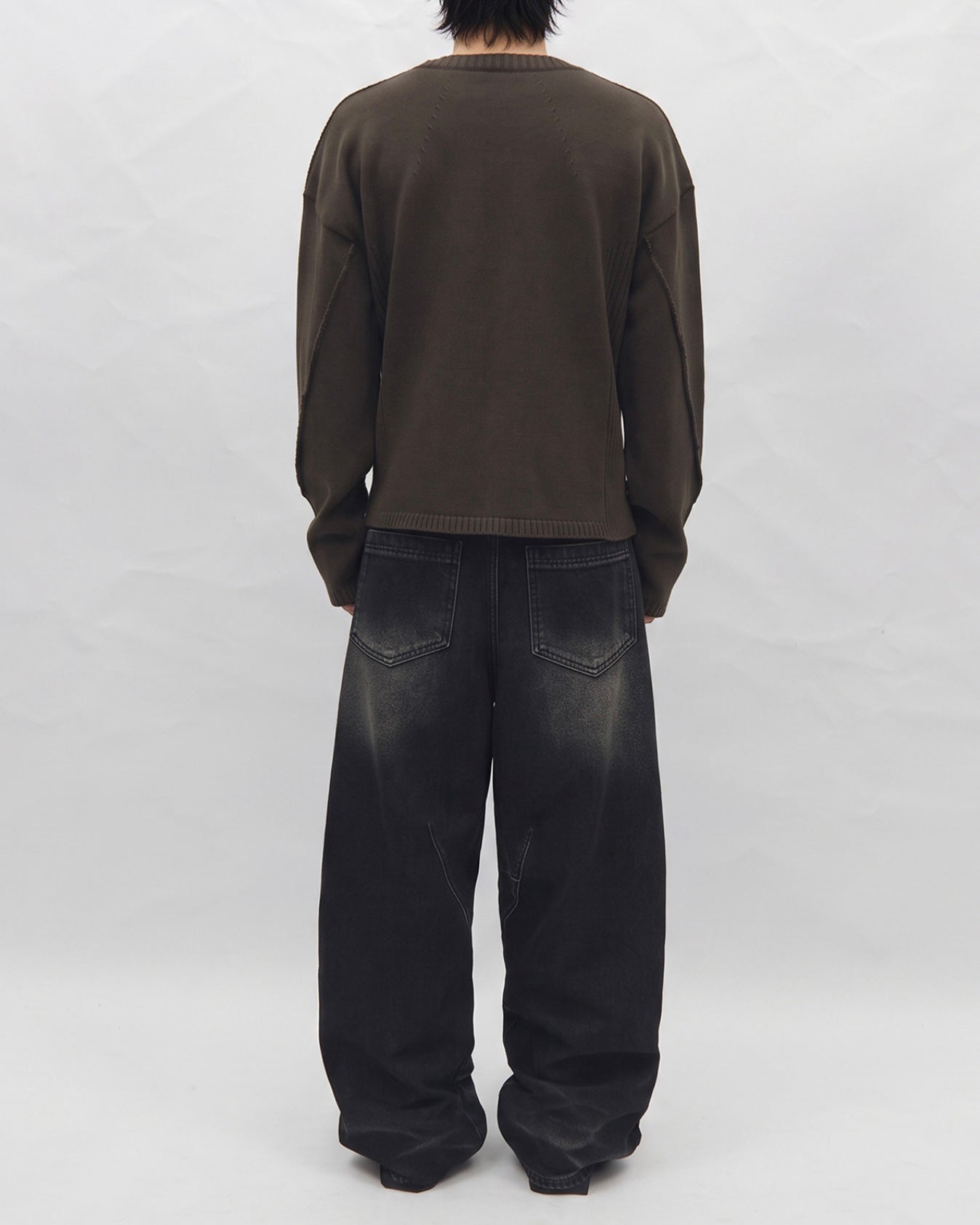【BLR BLUER】Faded Vintage Henley Knit Sweater