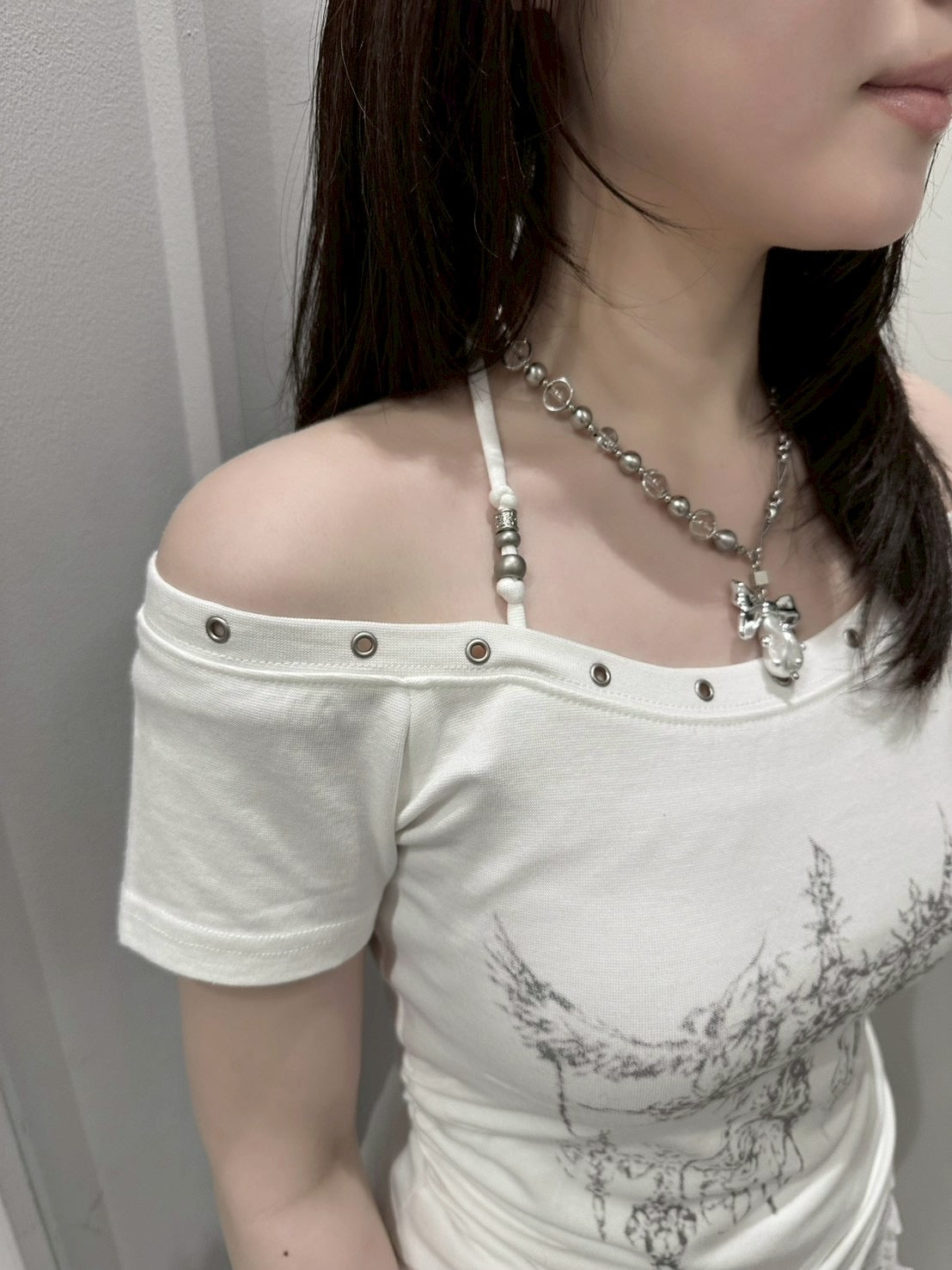 受注制【nmtc+】Anco Studded Halter Neck Tee (3color)