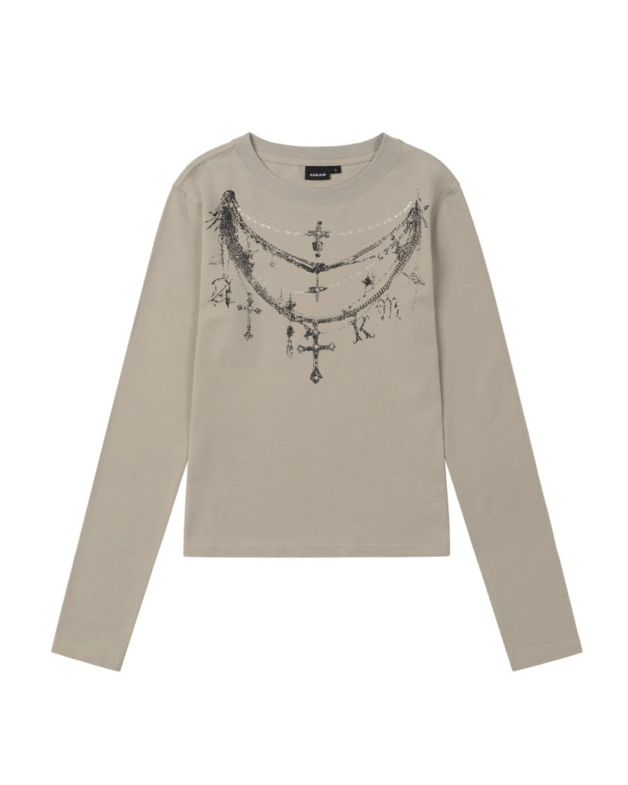 【AAKAM】Gothic Chain Printed Long Sleeve