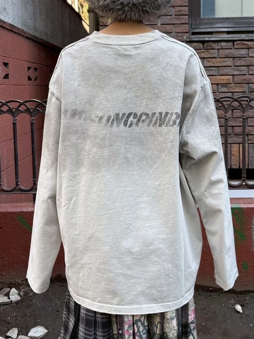 国際配送【Never mind the XU】washed long sleeve (2color)