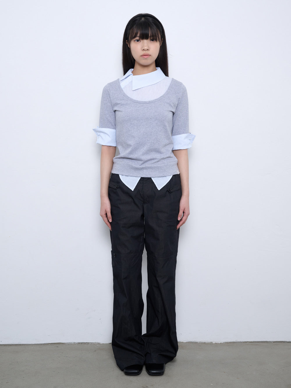 【TUOMIO】ASYMMETRIC COLLAR TOP