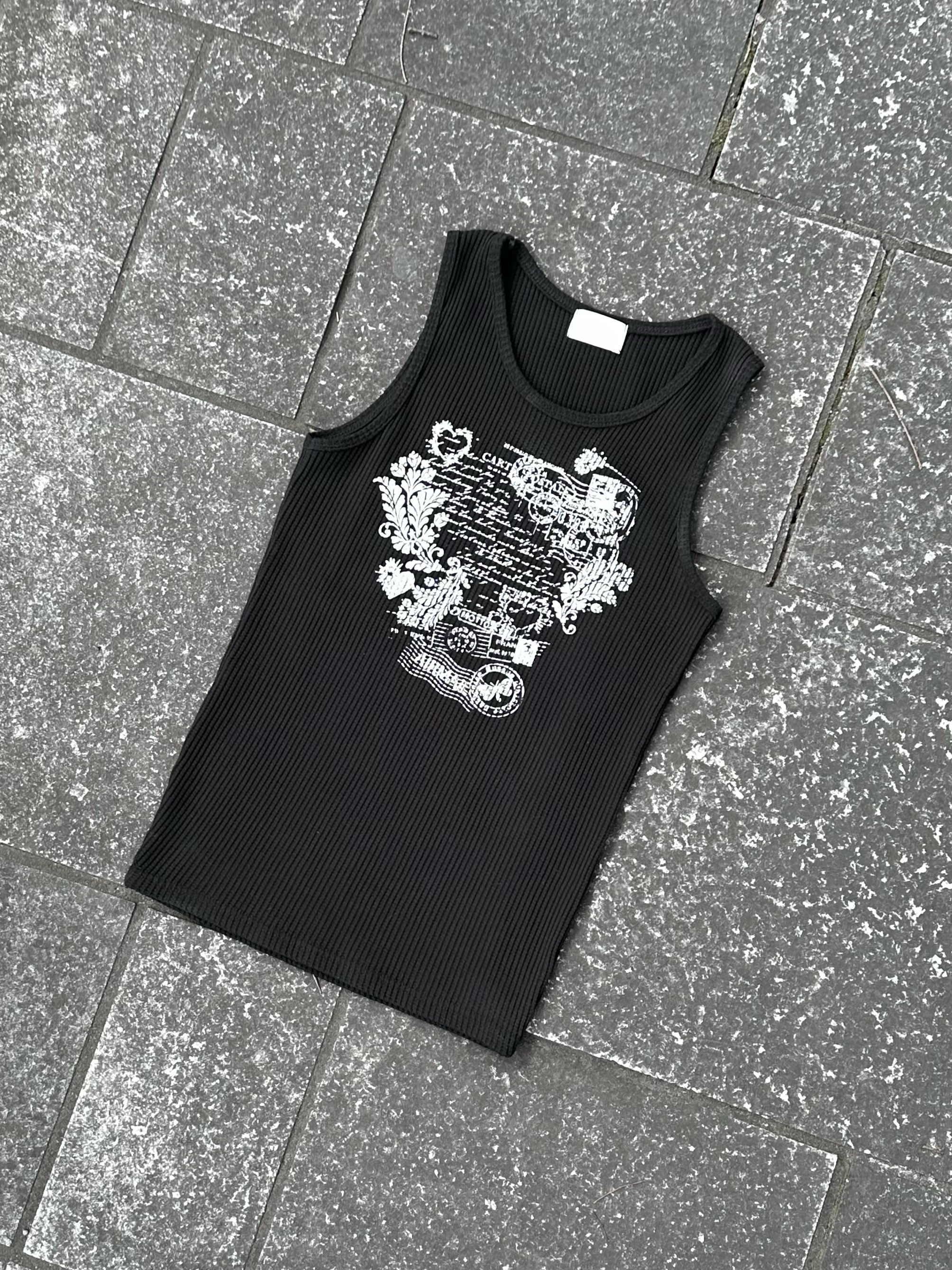 大阪店WEB限定受注制【Chikashitsu +】graphic waffle tank (2color)