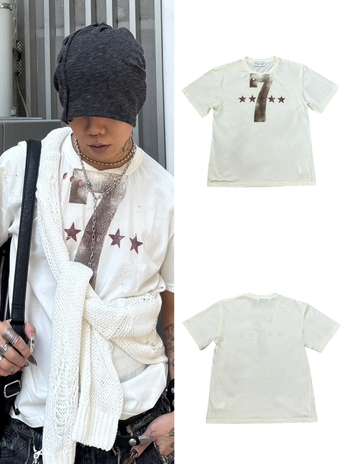 国際配送【Never mind the XU】damage 7 T-shirt