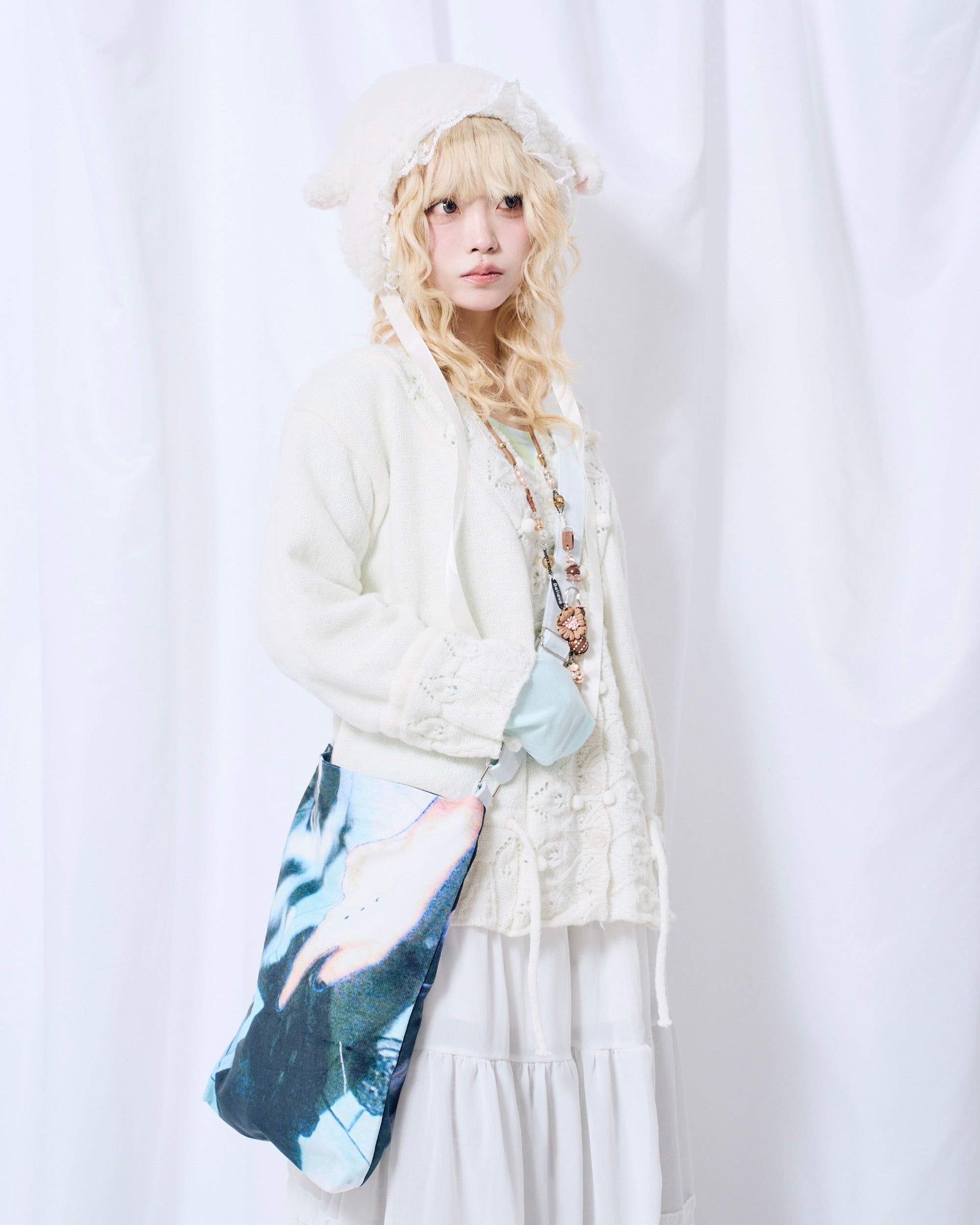 9/18 20:00 発売 国際配送【Nerd out XU】Cozy Vintage Gray Bubble Knit cardigan