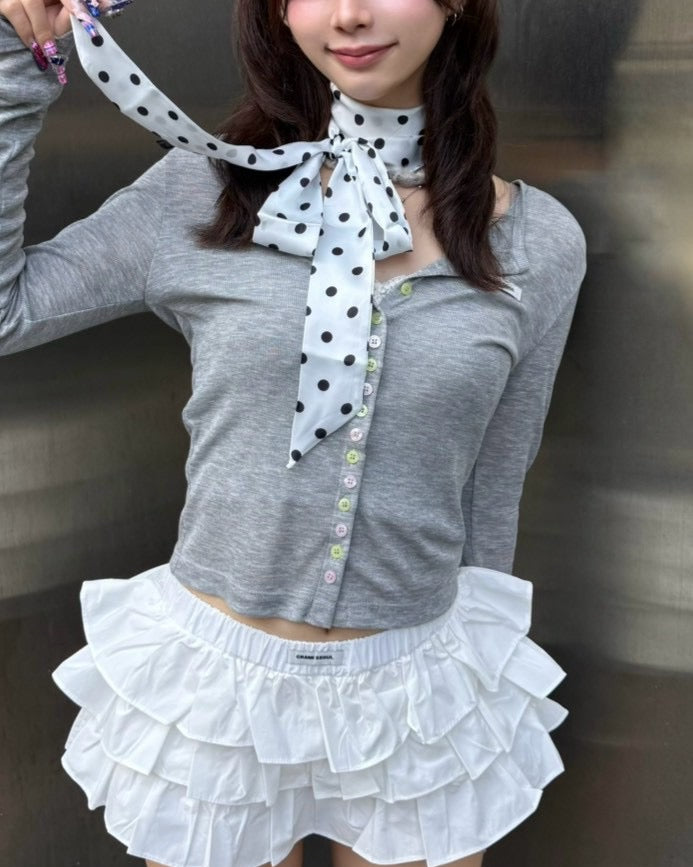 大阪店 WEB限定 受注制【Never mind the XU】Dot Ribbon Scarf