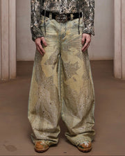 【DND4DES】Rhinestone Dirty Wash Denim Pants