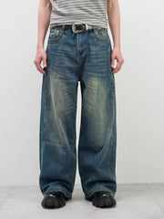 受注制【Chikashitsu +】double slub wide denim pants