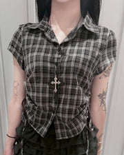 受注制【nmtc+】Drawstring Check Shirt