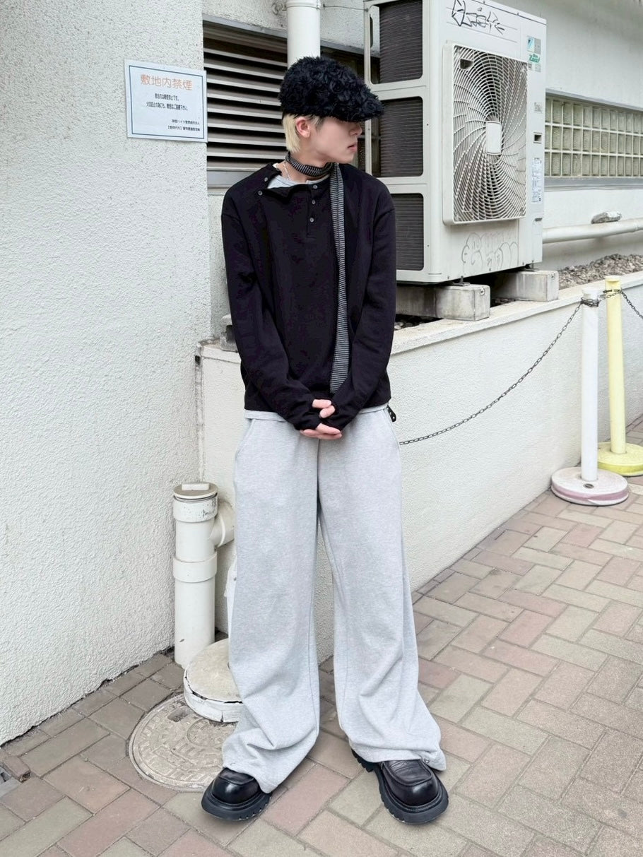 受注制【nmtc+】double button henley neck long sleeve (2color)