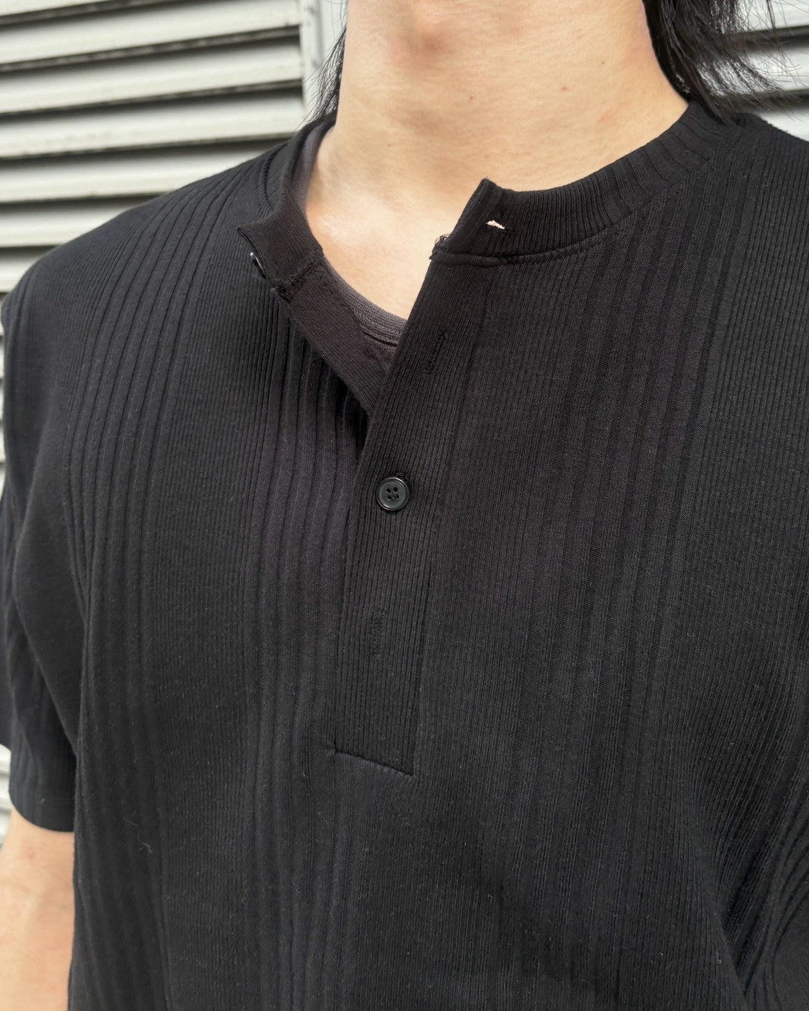 受注制【nmtc+】Ribbed Henley Neck Tee (3color)