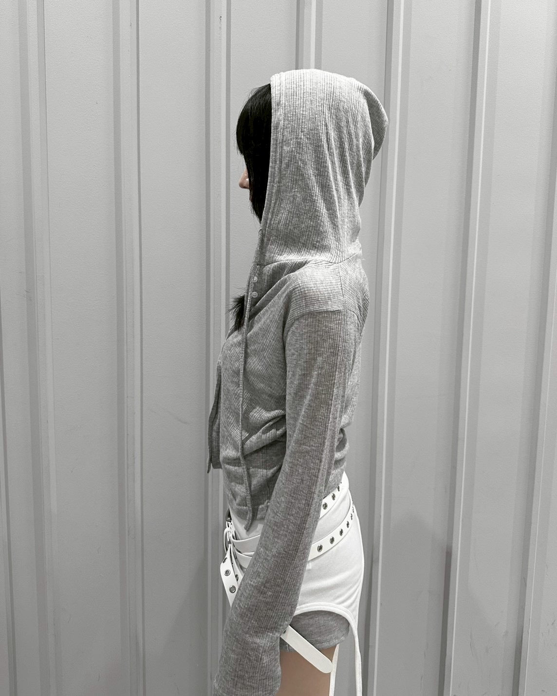 受注制【nmtc+】Sheer Button Hooded Cardigan (2color)