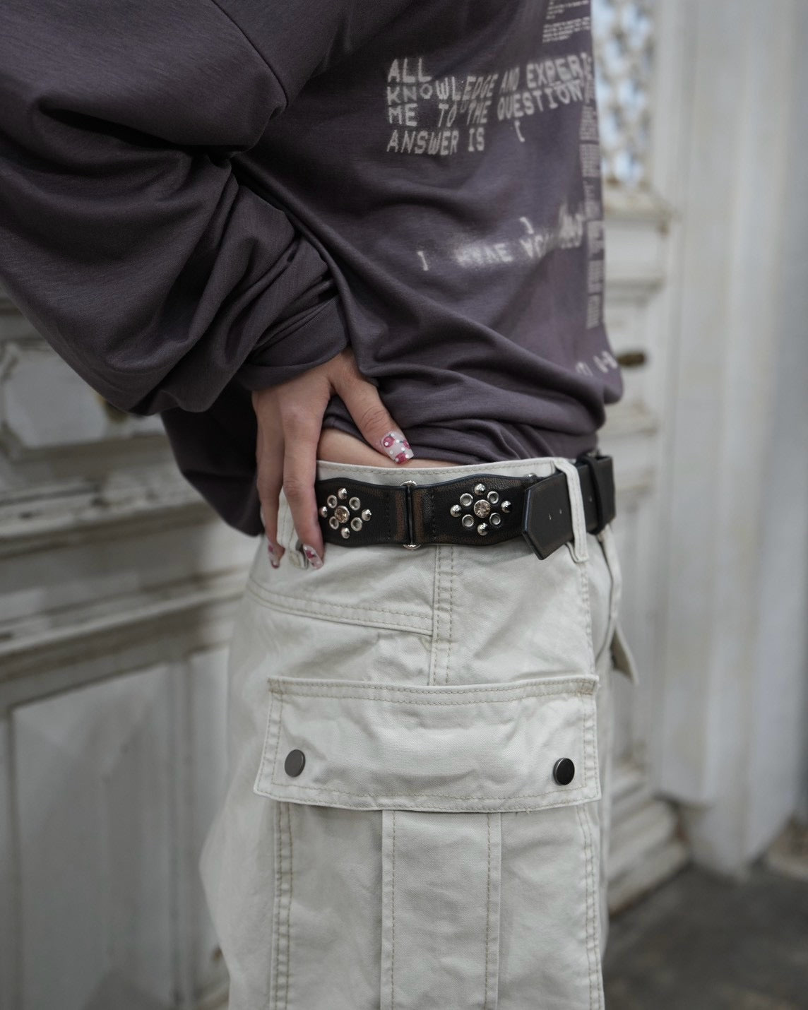 受注制【OaKS】boho vintage rhinestone flower belt