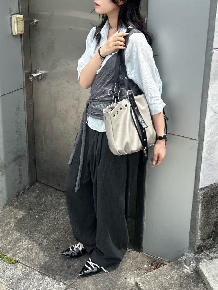 受注制【OaKS】city wrinkle bustier top (2color)