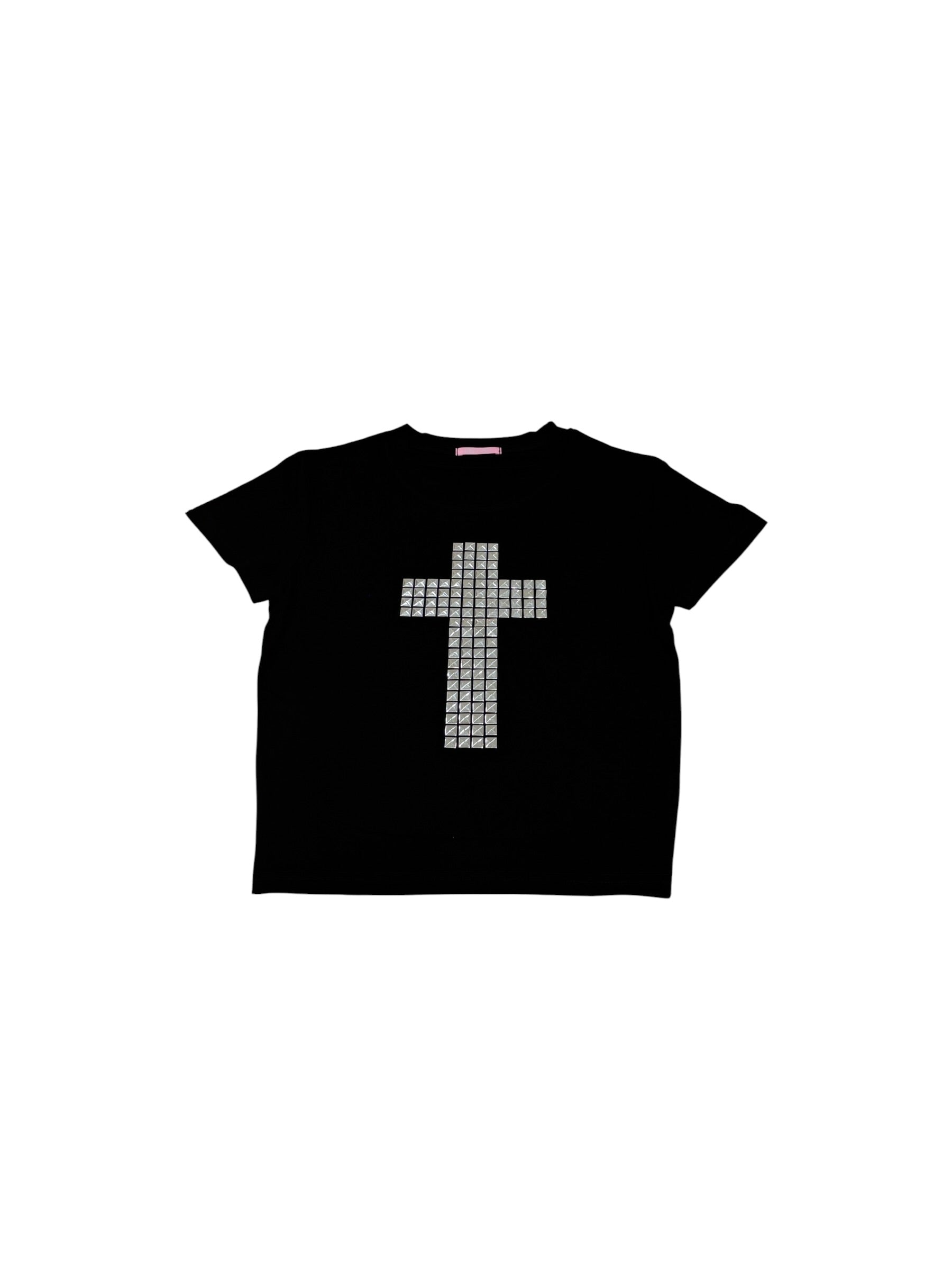 受注制【Never mind the XU】cross studs crop tee (2color)