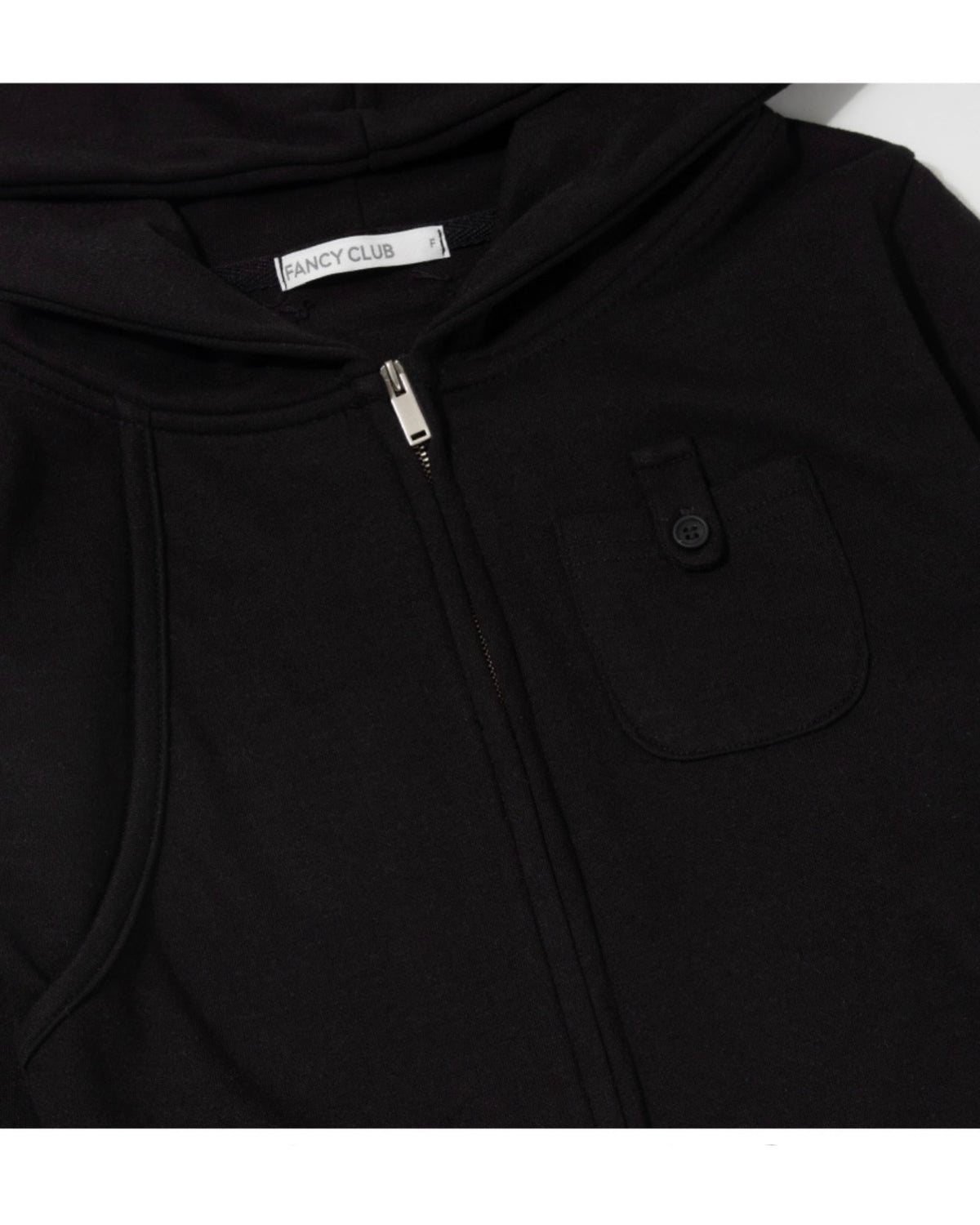 【FANCY CLUB】OVERLAY CROP HOODED ZIP-UP