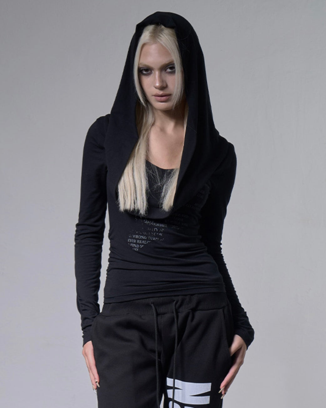 【FANCY CLUB】DRAPE HOODIE LONG SLEEVE