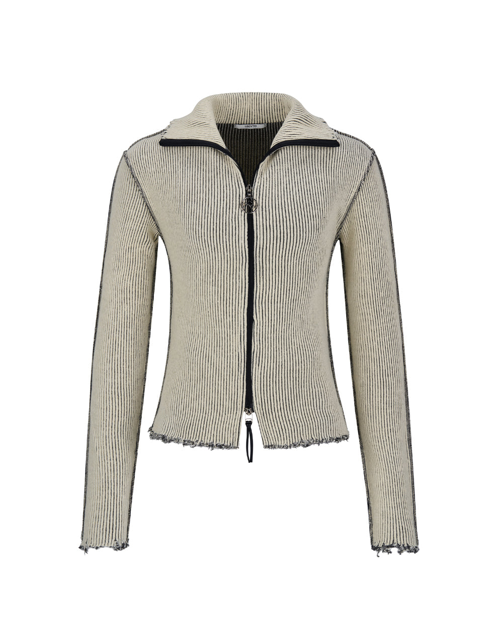 【LECYTO】Destroyed Lip Knit Zip-Up