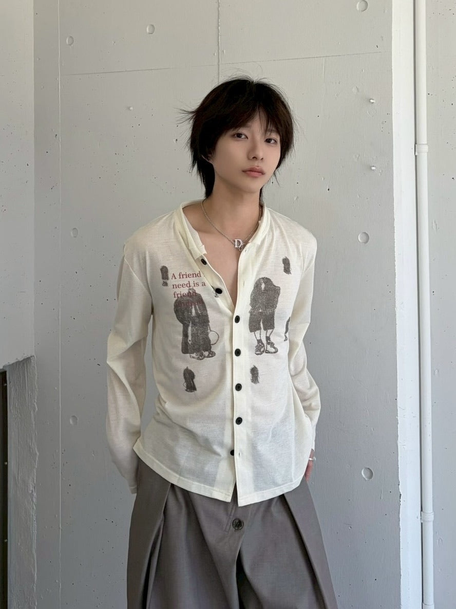 国際配送【LUV CODE】stand collar shirt (2color)