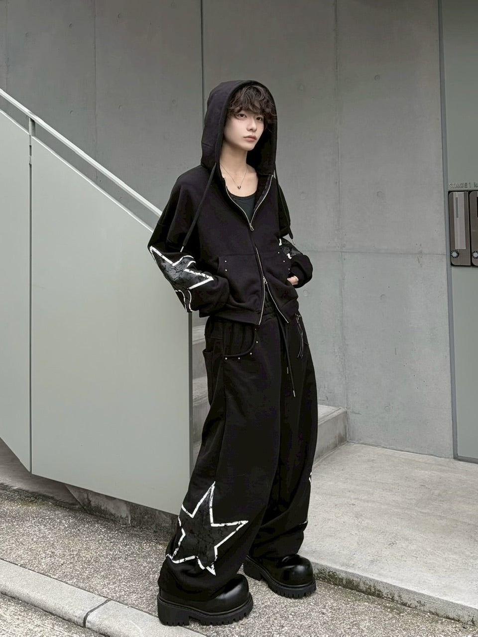 受注制【LUV CODE】star rivet sweat pants (2color)