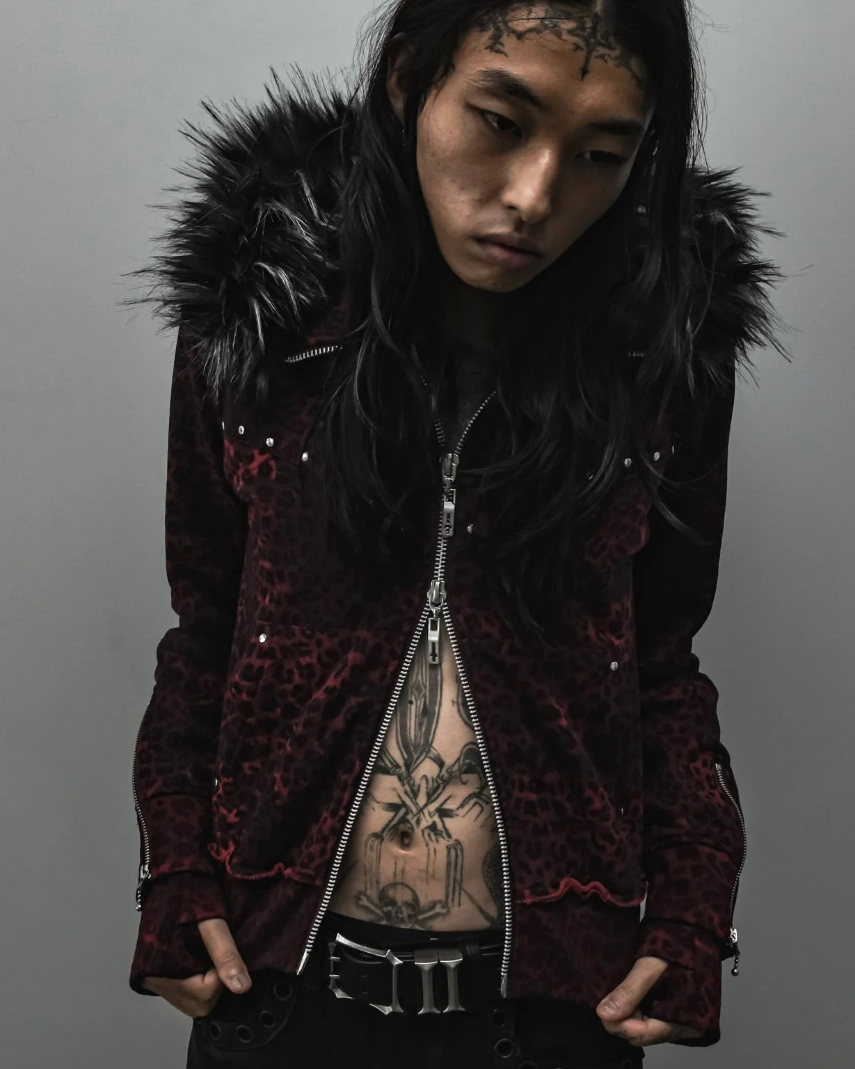 ジャケット・アウター type shade fur studs hoodie TYPE SHADE】TYPE REOPARD FUR HOODIE – PRESSING WEB SHOP