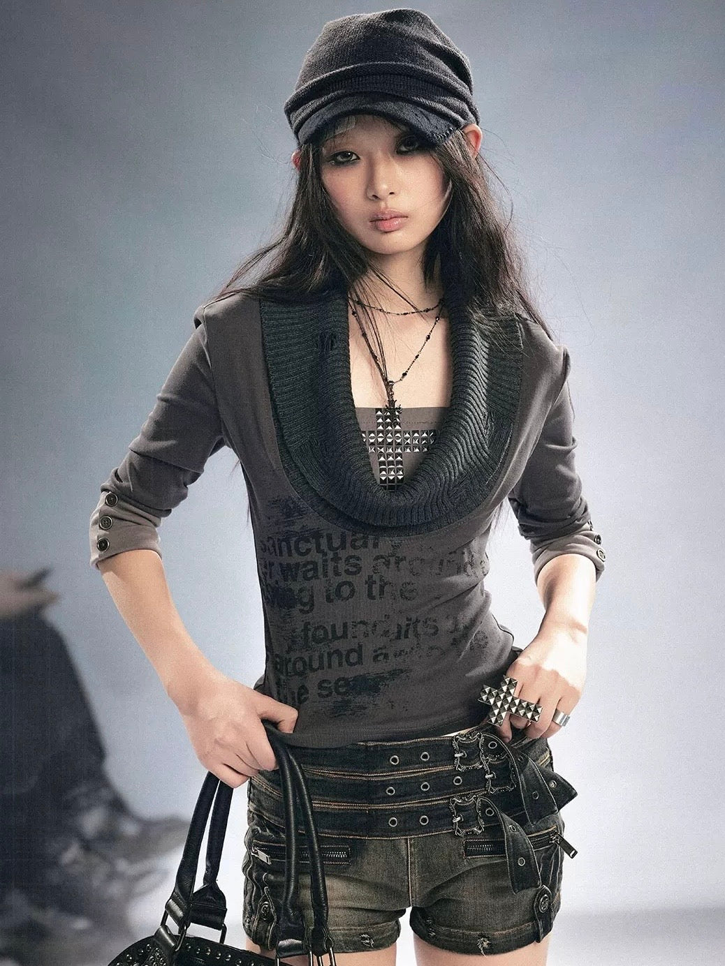 【Cest Nous】Cross Rivet Top
