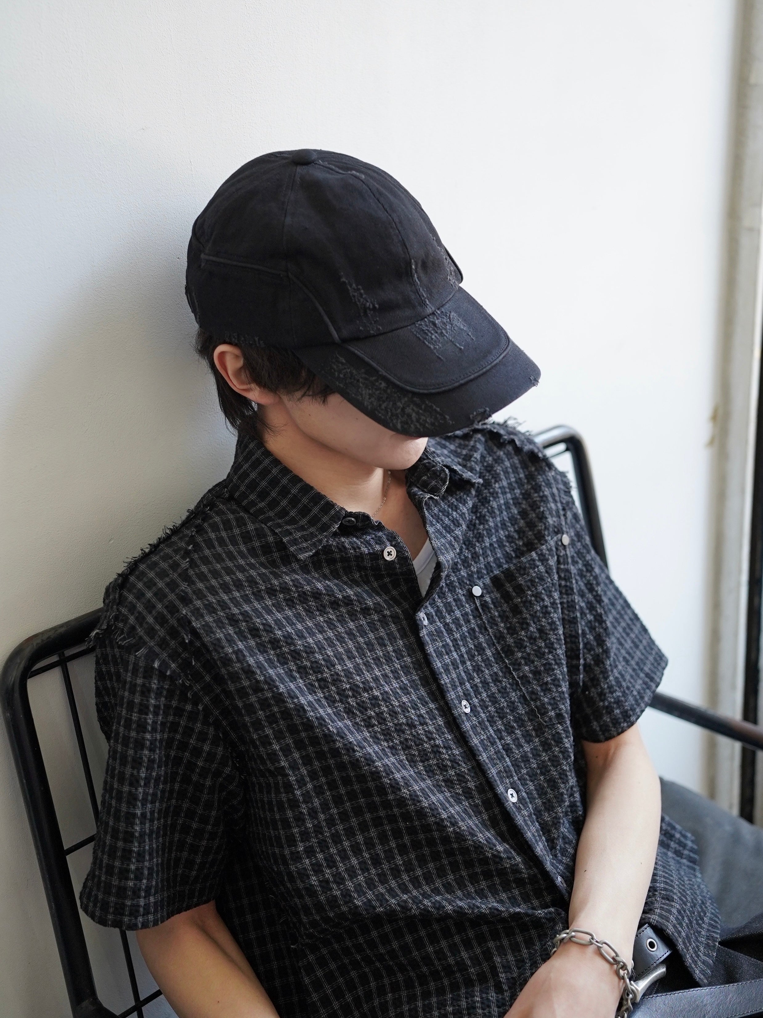 5/23 20:00発売【CHIKASHITSU PLUS HIGH】Arch washed denim cap (wash black)